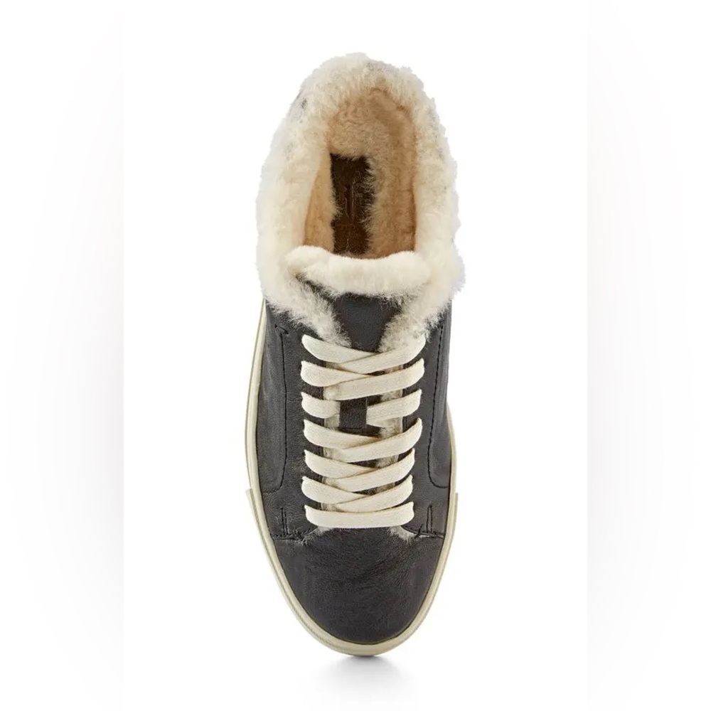 Frye Ivy Shearling Black Leather Sneaker Mules Size 10 M